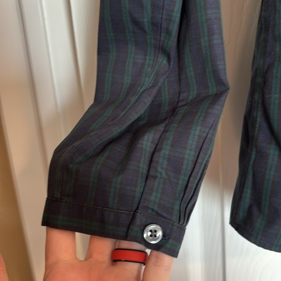 L.L. Bean women’s blue plaid long sleeve button down shirt size medium petite - Picture 5 of 8